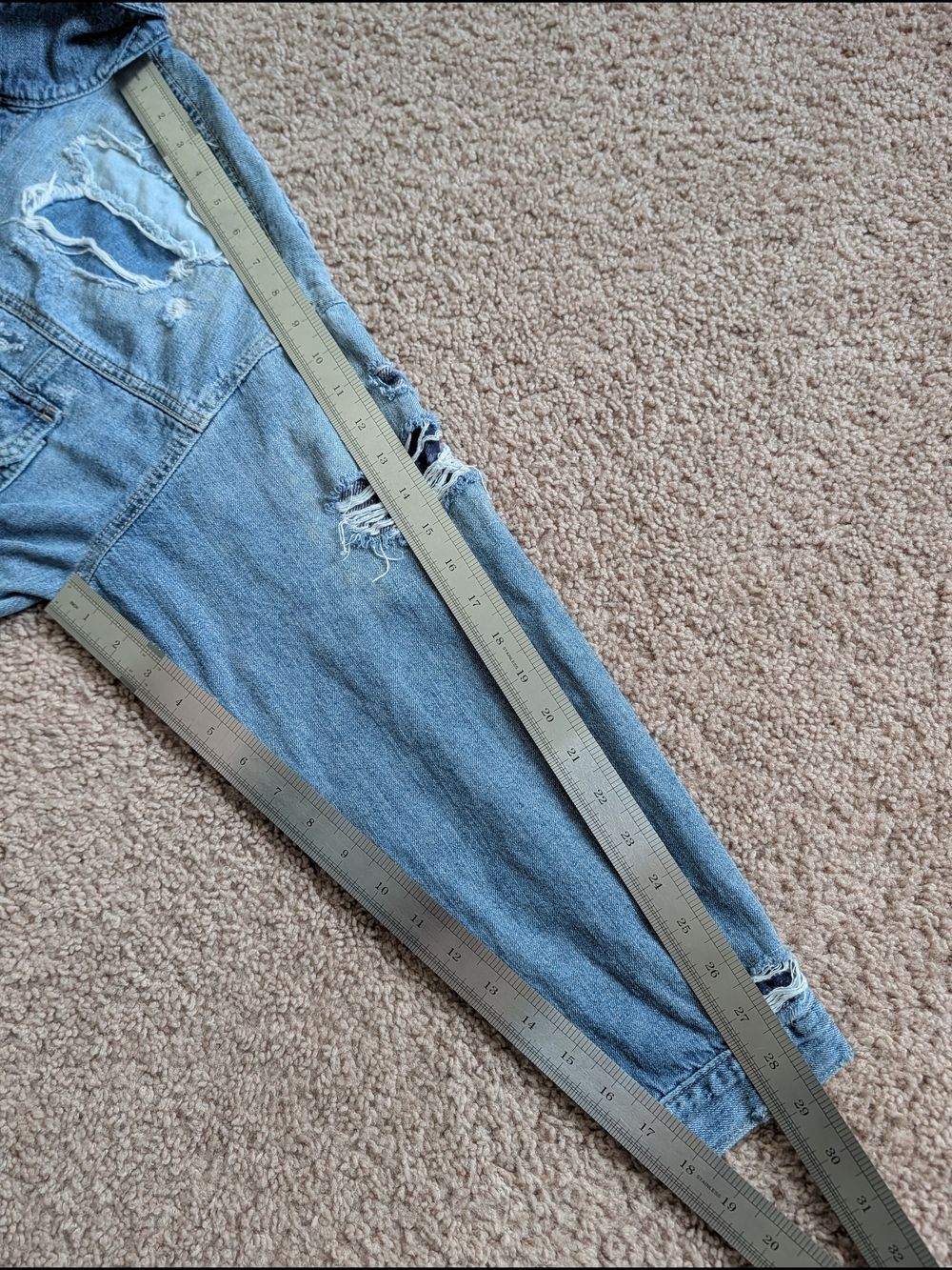 American Eagle Mens Light Wash Blue Destroyed Distress Denim Jacket Size Medium - Picture 11 of 11